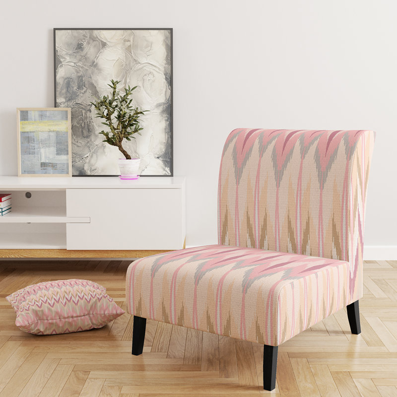 Fauteuil de chambre rose et brun Ikat Ogee