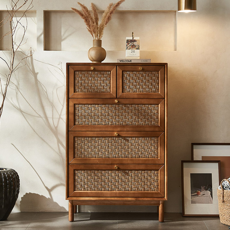 Armoire à cinq tiroirs en bois massif de style traditionnel