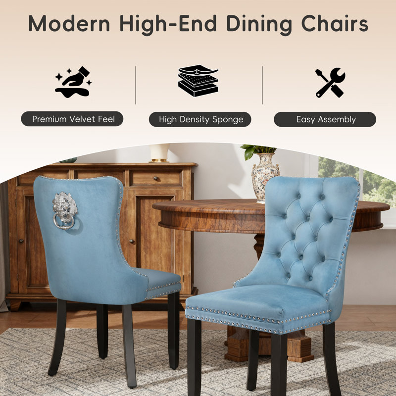 Ensemble de 2 chaises de salle à manger rembourrées Modern, Bleu