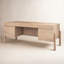 Trellyn Light Brown Solid Wood Carved Woven Desk