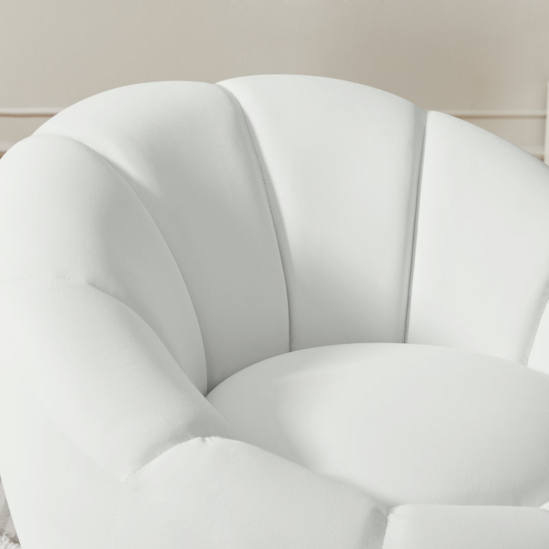 Fauteuil d'appoint pivotant rembourré, Velours blanc