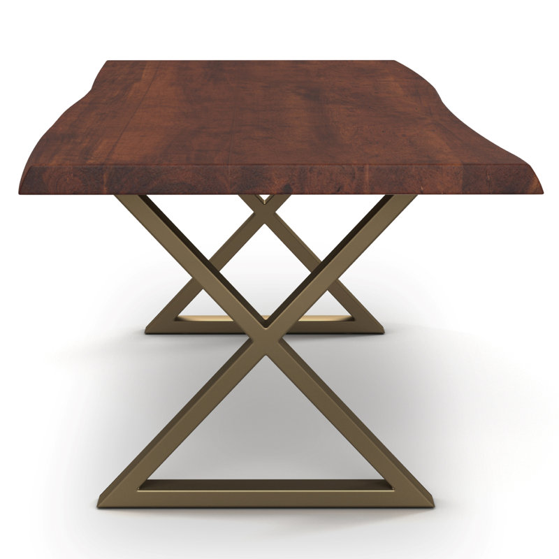 Brooks X Base Dining Table, Brass, Americano, 29.75"H x 116"L x 40"W