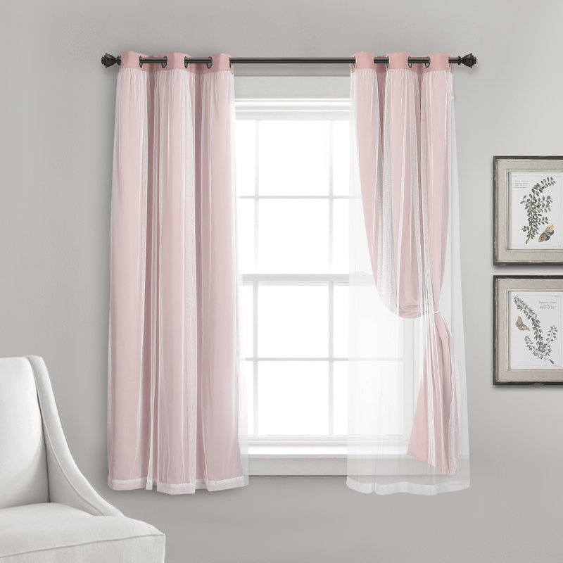 Blackout Curtain Pair, Pink, 38"W x 108"L