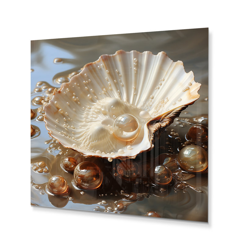 Décoration murale en métal beige perle de palourde - animaux, H 29 po x l 29 po x P 1 po