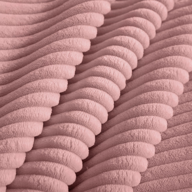 Canapé modulaire à 3 places avec tissu en velours côtelé et coussins décoratifs, Pink Corduroy, Pink