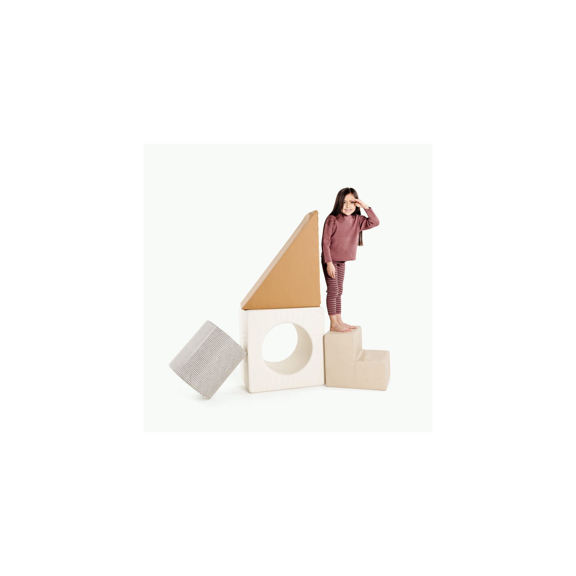 Gathre Block Playset, Ivory/Camel/Stone Stripe/Millet