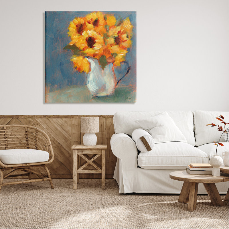 Vase Sunflower par Sue Schlabach - Peinture, H 36 po x l 36 po x P 1,5 po