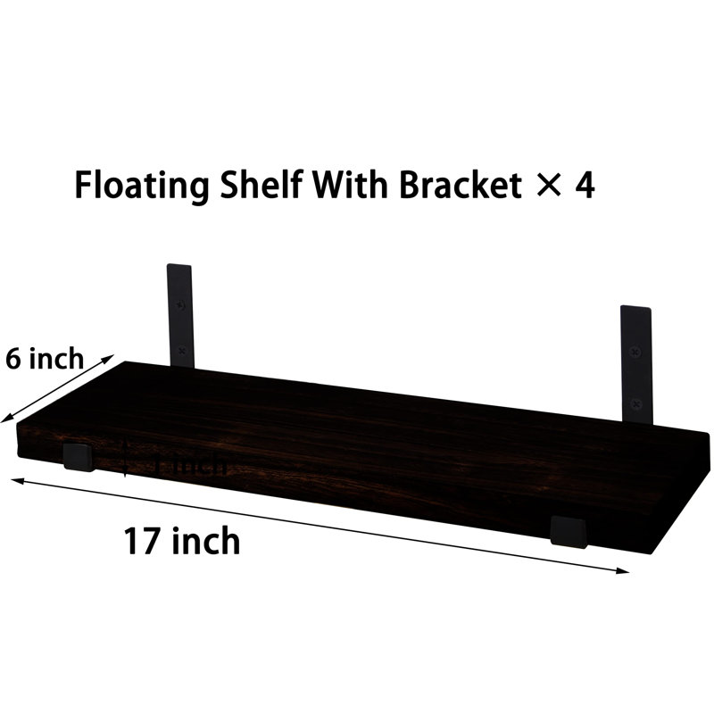 Hermalinda 4 Piece Floating Shelf, Black