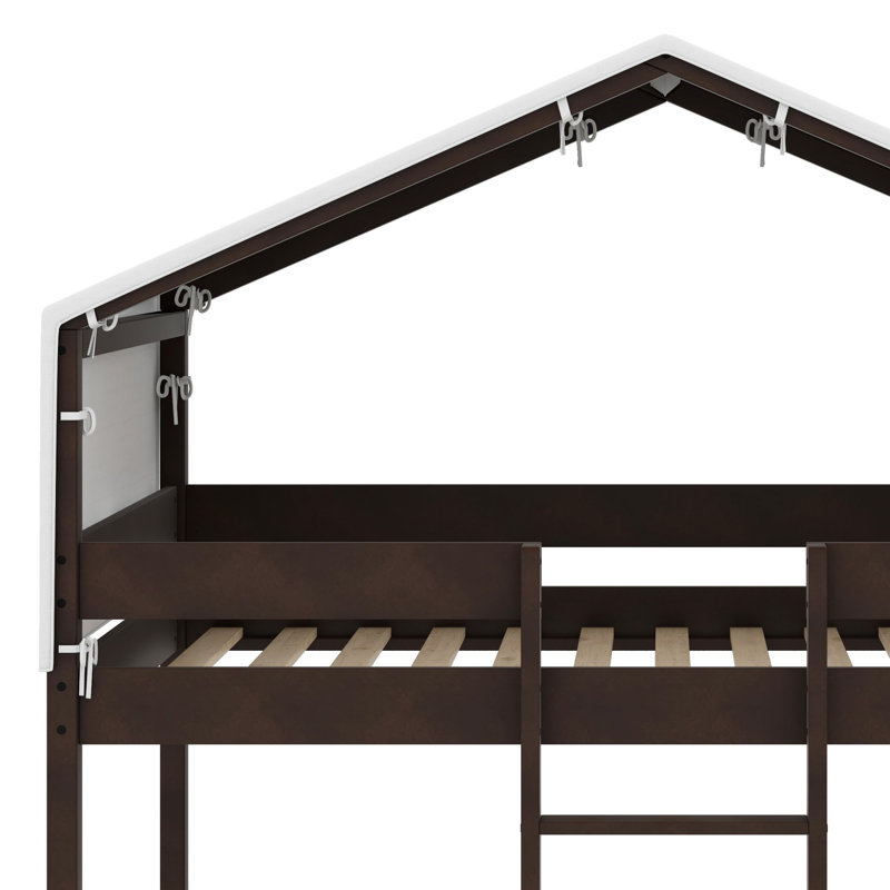 Lit superposé en bois avec tente, Espresso