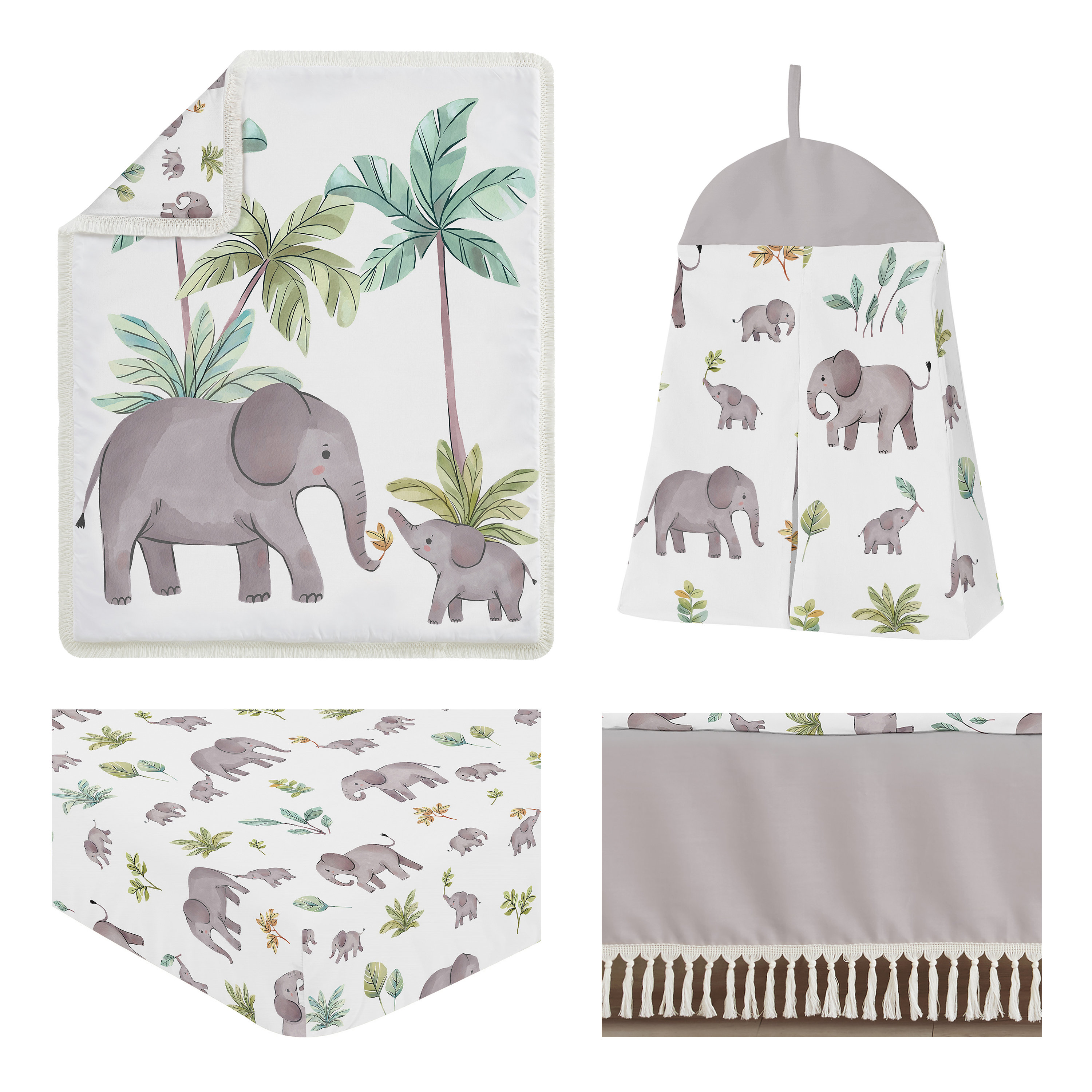 Sweet Jojo Designs Watercolor Elephants Piece Crib Bedding Set