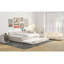 Lit plateforme tapissier avec port USB et gigogne, beige