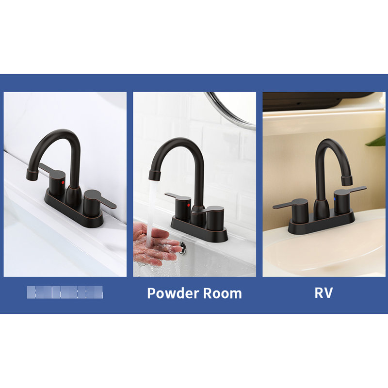 2 Handles Bathroom Sink Faucet In Oil Rubbed Bronze For Rv Bathroom. Modern 2/3 Hole Faucet. Strong Solid Brass Plastic, Stainless Steel Handles. 30 Minutes Smooth Installation Method Uncomplicated
