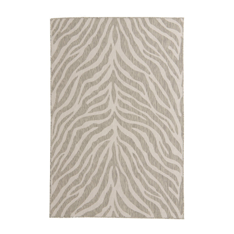 Tapis d'intérieur / extérieur gris à imprimé animal Tullyrusk, Rectangle 5 pi 3 po x 7 pi 10 po