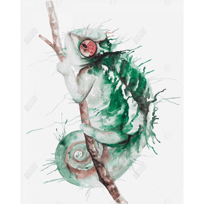 Aquarelle, impression caméléon sur toile