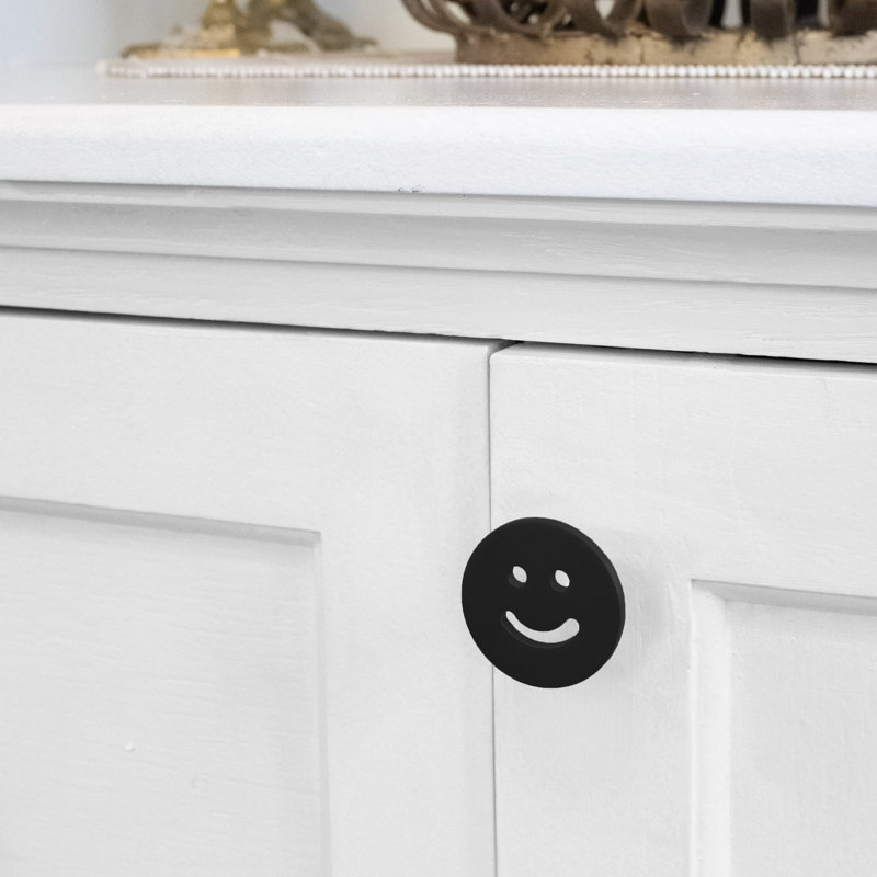 Poignée ronde Smiley de 1 1/2 po de diamètre, Noir mat