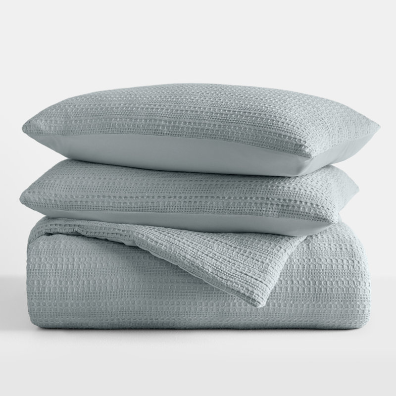 All Season Textured Down Alternative Comforter Set, Light Blue, Queen