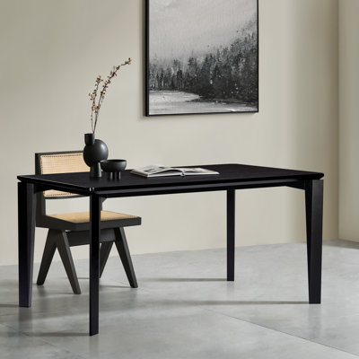 Table de salle à manger rectangulaire 59 po pour 6 personnes, table de cuisine moderne en bois aggloméré avec pieds en bois massif