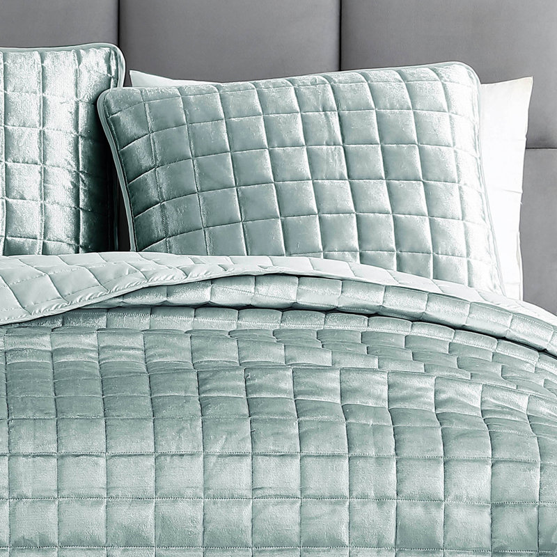 Lyndon Gold Shimmer Velvet King Coverlet Set - 3 Pieces