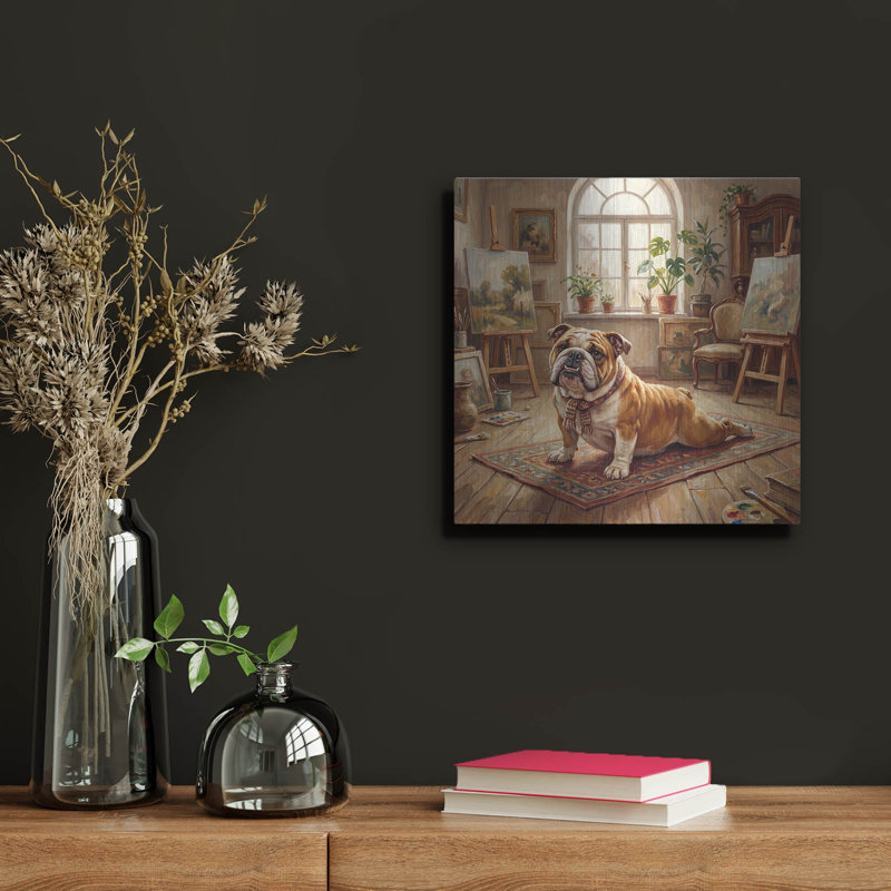  «Bulldog Yoga Cobra Pose» par Rich Monet, art mural en métal, 12 po x 12 po, H 12 po x l 12 po