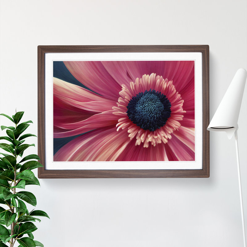 Flowing Flower - Single Picture Frame Print, Walnut Framed, 34cm H x 46cm W x 2cm D