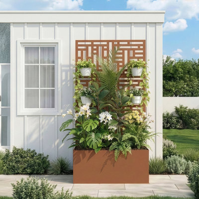 70 In. Metal Garden Bed With Trellis