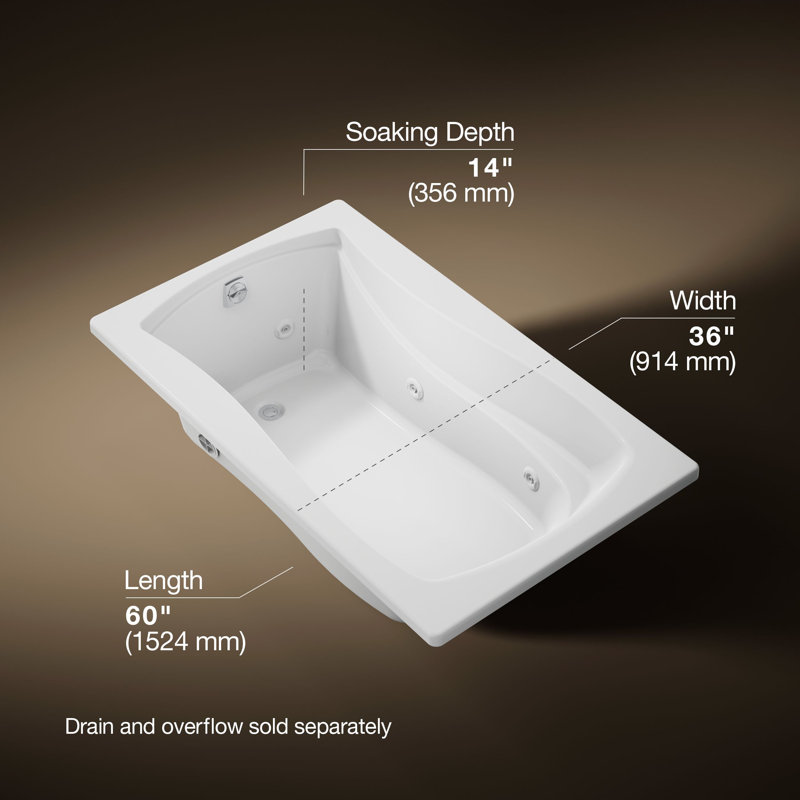 Mariposa® 60" x 36" Whirlpool Bathtub, White