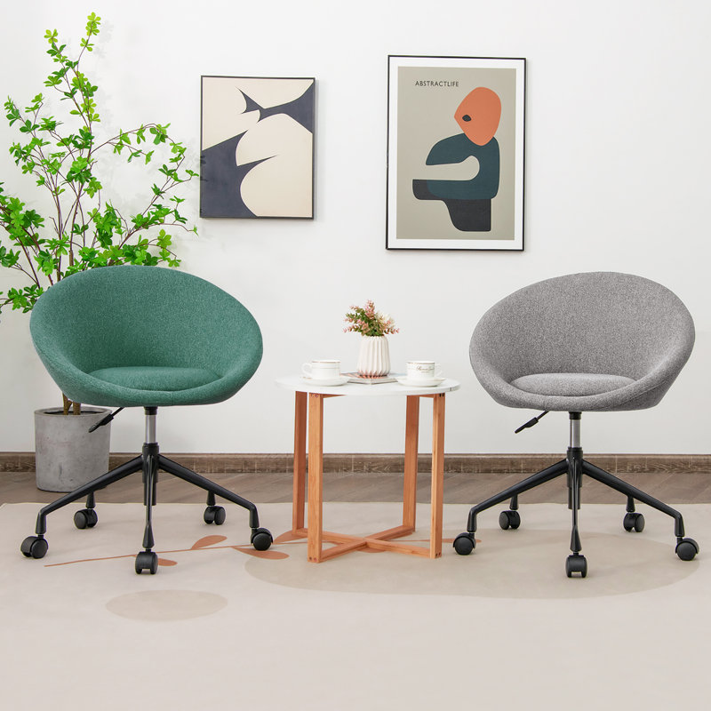 Fauteuil de bureau Ebern Designs, Vert 100% lin