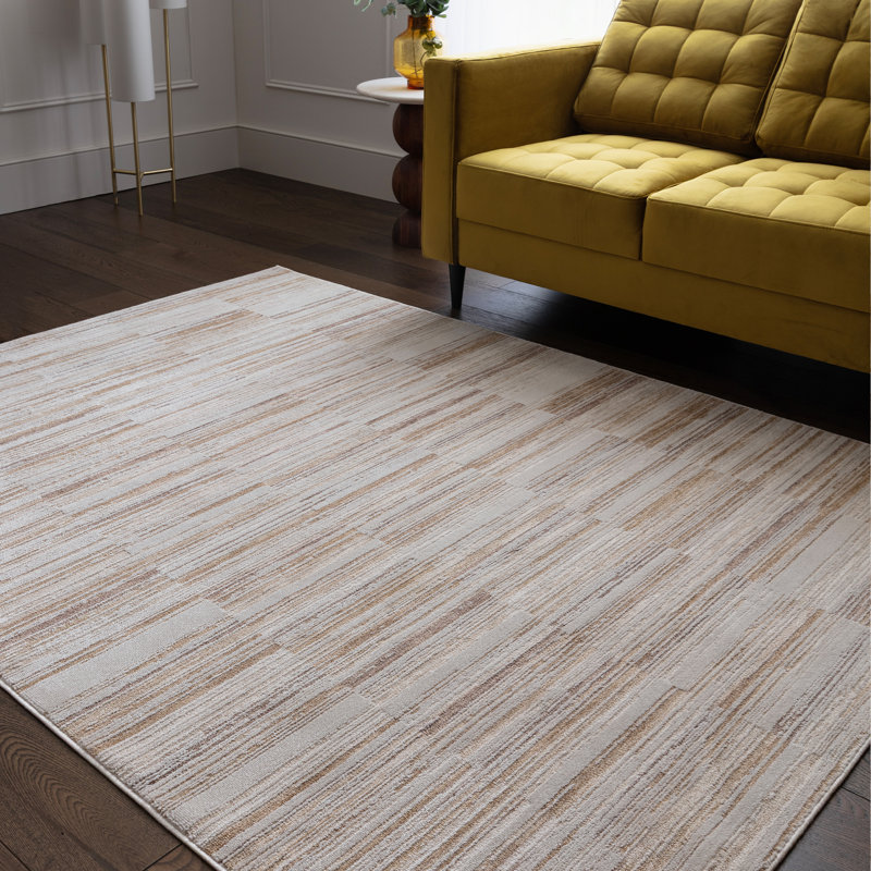 Bezore Stripe Area Rug, Rectangle 120 x 160 cm, Beige