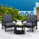 Reata HDPE 2-Person Conversation Set With Double-Tier Side Table and Cusions