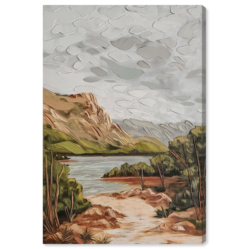 Vintage Landscape Wrapped Canvas Art in Earth Tones, 24" x 16"
