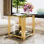 Table de bout moderne à miroir noir avec cadre asymétrique en métal doré - table d'appoint carrée de 19,9 po avec tablette inférieure-677550579