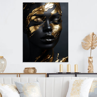 Black And Gold Gilded Woman Photo IV - Fashion Metal Art