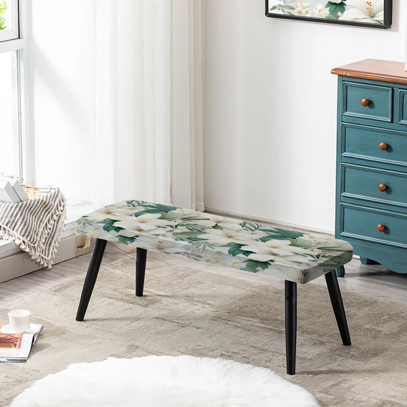 Minimaliste, motif tropical I - banc rembourré noir Tropical