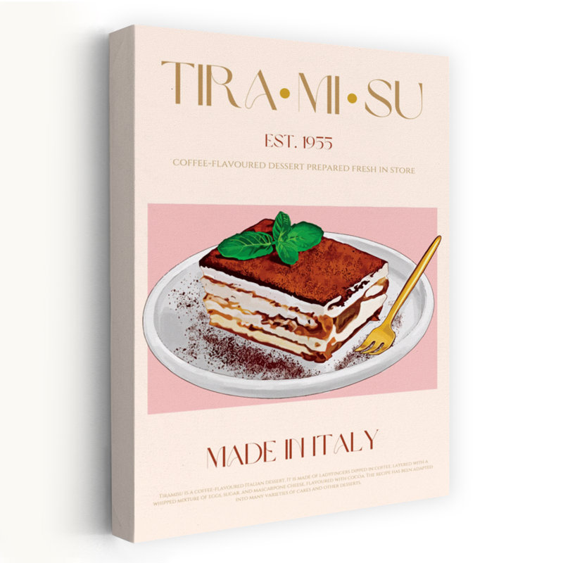 Tiramisu classique italien classique, architecture traditionnelle, art mural, H 18 po x l 12 po
