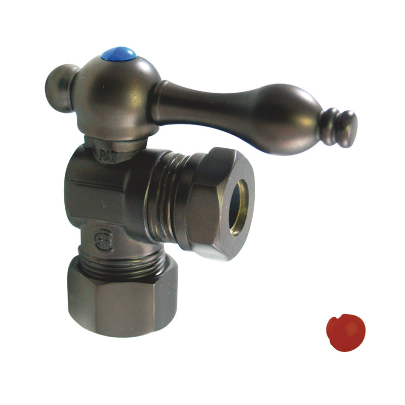 Kingston Brass Vintage 5/8-Inch OD Comp x 1/2 or 7/16-Inch Slip Joint Quarter-Turn Angle Stop Valve, Oil Rubbed Bronze