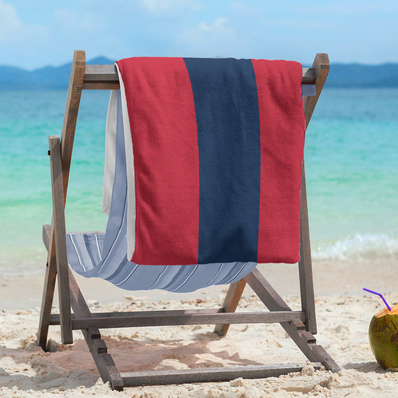 Lightweight Beach Towel, Red/Blue/Red, Poly/Cotton