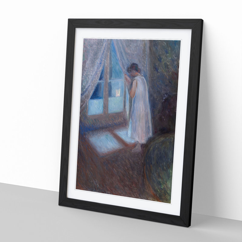 The Girl by the Window by Edvard Munch - Picture Frame Painting, 65cm H x 48cm W x 2cm D, Black