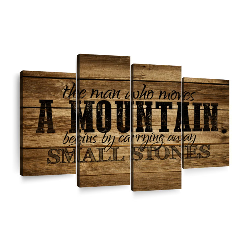 Motivation «Typographie qui déplace une montagne» sur toile, impression de 4 pièces, H 22 po x l 36 po x P 1 po