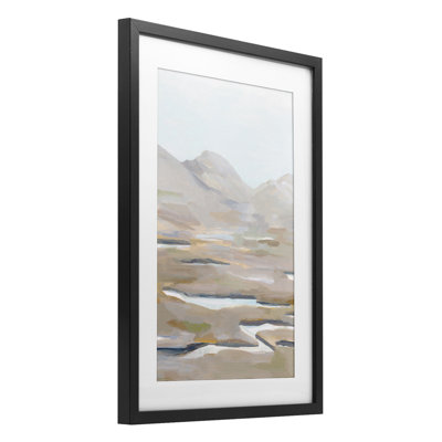Earthbound Serenity in Neutrals Framed Print Under Glass, design by Hannah Dawson