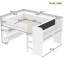 Lit mezzanine double avec bibliothèques, boîtes et tiroirs à rangement multiple, lits mezzanine bas en bois massif avec bureau et tableau noir, aucun sommier nécessaire, blanc-263513164-263513167