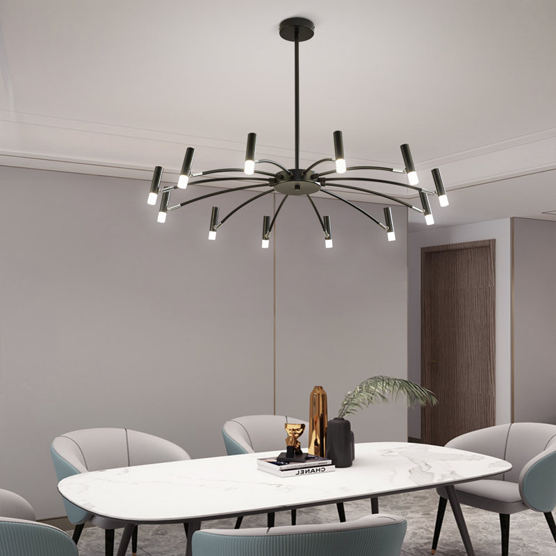 15-Light Dimmable LED Modern Chandelier, 60" H x 38" W x 38" D