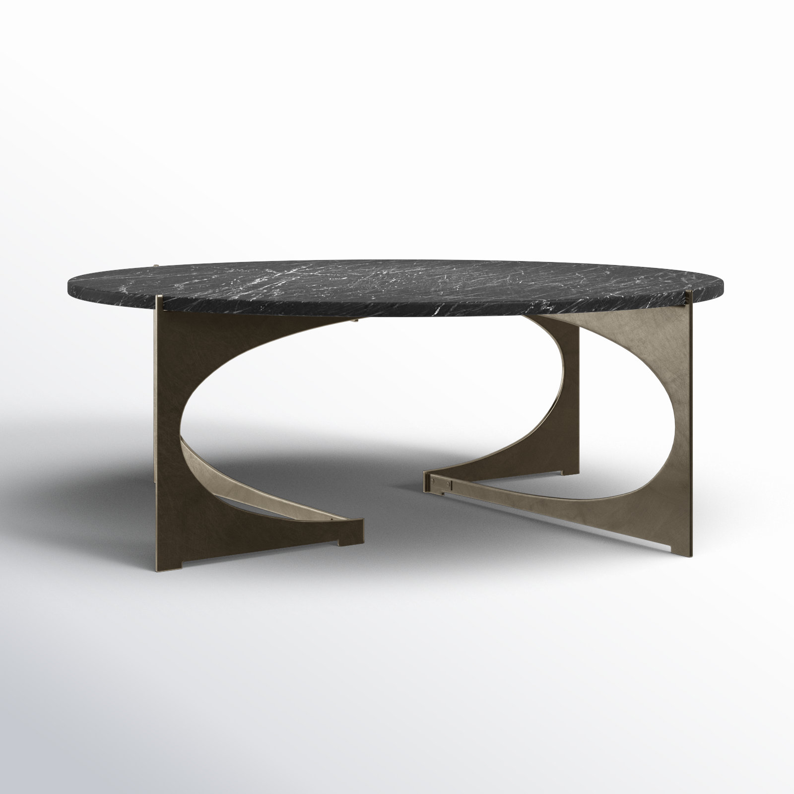 Giles Single Coffee Table, Black Top/Antique Nickel Base