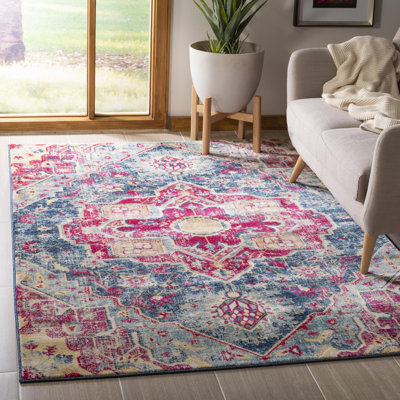Tapis bleu / fuchsia Annette