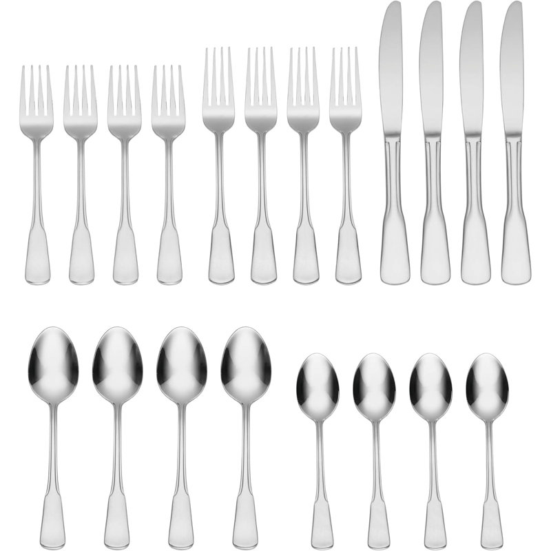 Fourchettes de table en acier inoxydable, ensemble de 4, finition argentée
