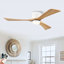 Ventilateur de plafond moderne en bois massif de 52 po à 3 pales avec télécommande et ensemble d'éclairage-744163615-744163612