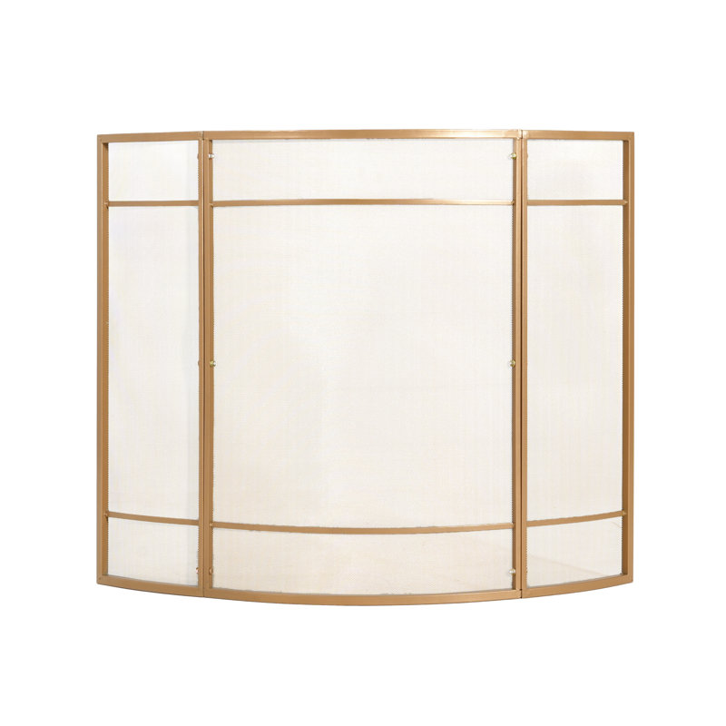 Pare-feu incurvé à 1 panneau, 96,5 cm (L) x 81,3 cm (H), protection de sécurité en fer doré, Courbe - L 38 po, Doré