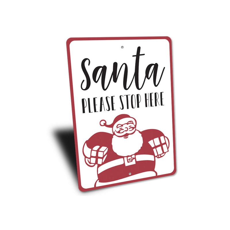 Enseigne de père Noël en aluminium, H 14 po x l 10 po x P 0,04 po