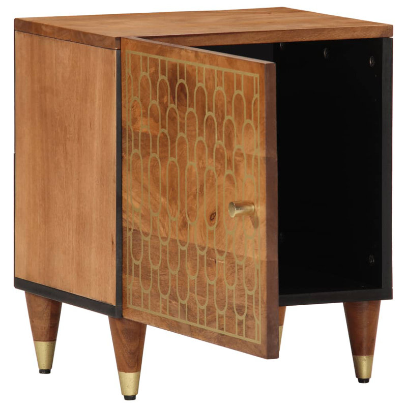 40cm W Solid + Manufactured Wood Bedside Table, Brown