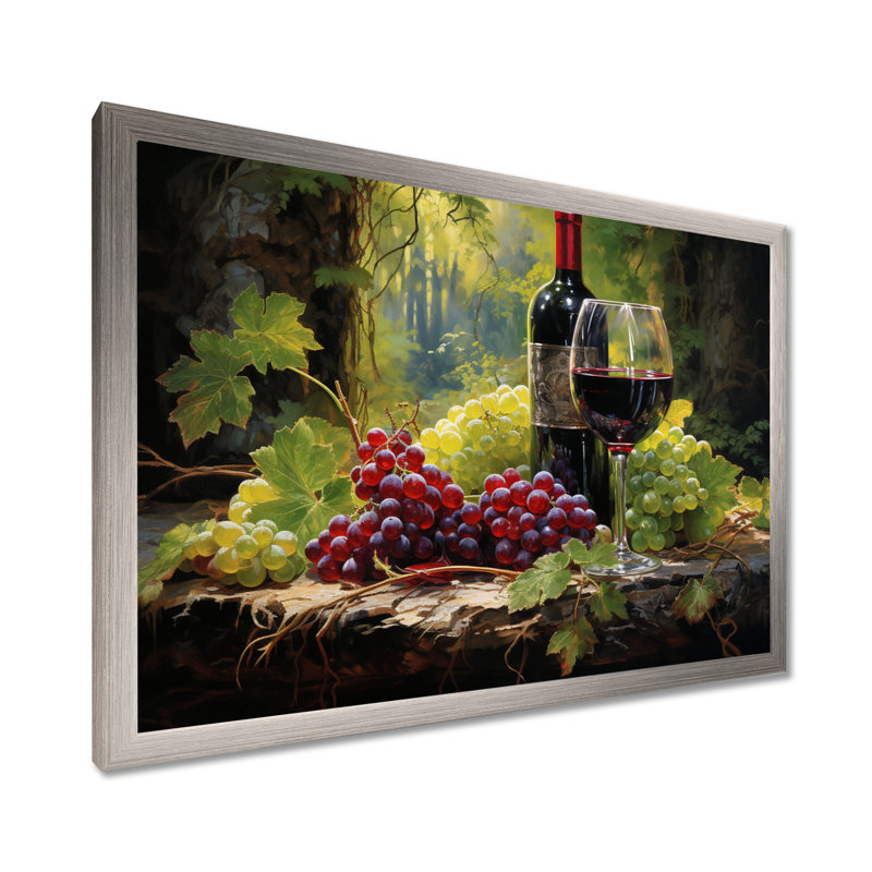 Cabernets calmes - impressions sur toile vin, H 16 po x l 32 po x P 1 po, Cadre simple argenté