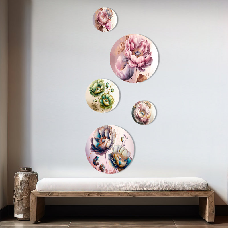 Vibrant Green Poppy Flowers I - Floral Poppy Metal Wall Décor